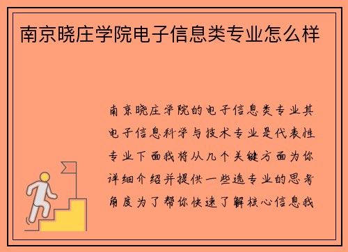 南京晓庄学院电子信息类专业怎么样